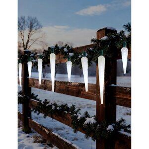 Hobbynors Classic Christmas Icicle Lights Outdoor 10.5FT 10 Bulb Cool White Glow
